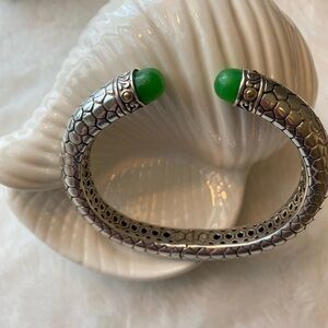 Sterling silver cuff with green jade